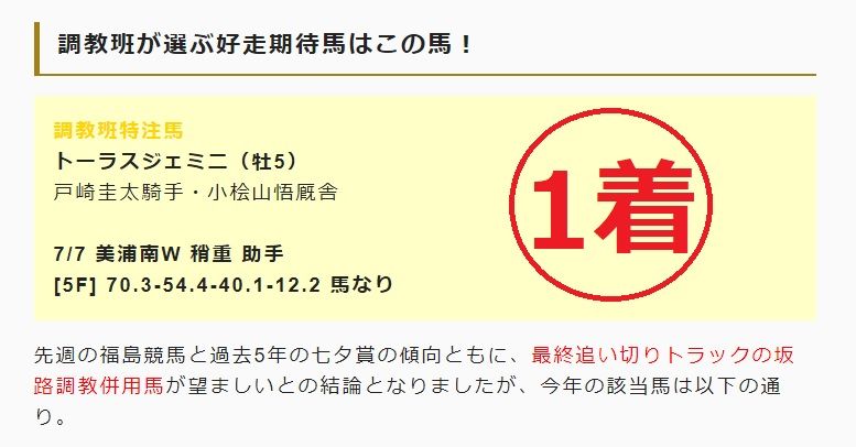 七夕賞推奨