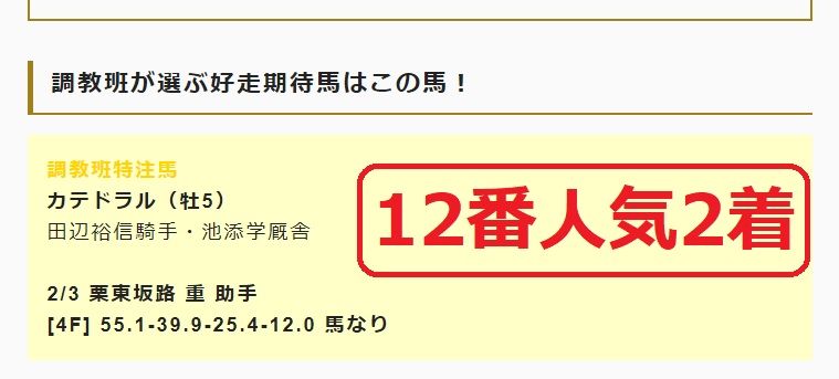 東京新聞杯推奨