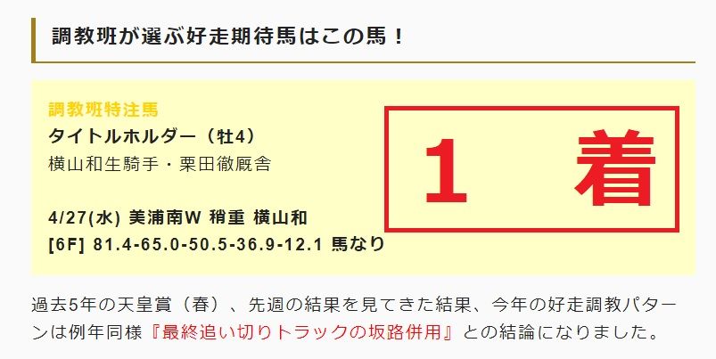 天皇賞調教
