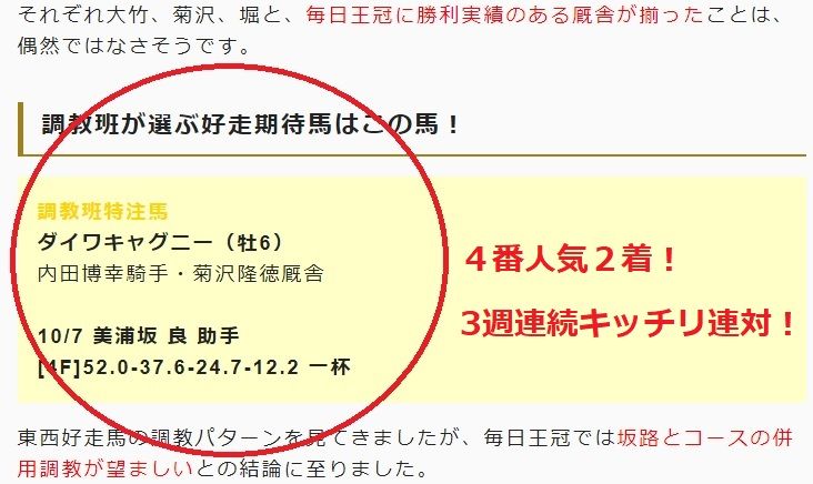 毎日王冠調教