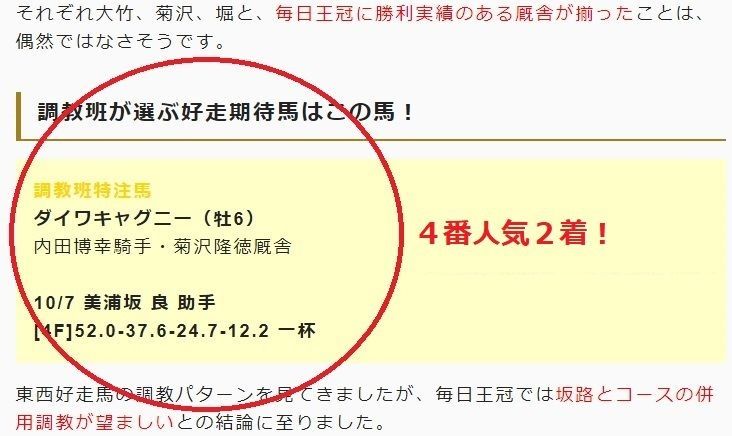 毎日王冠推奨