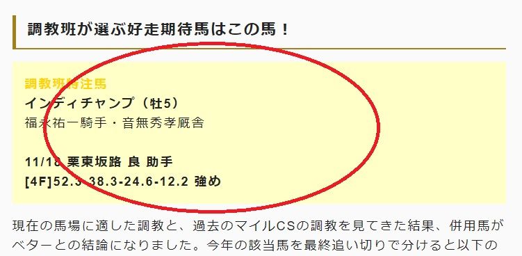 マイルCS調教